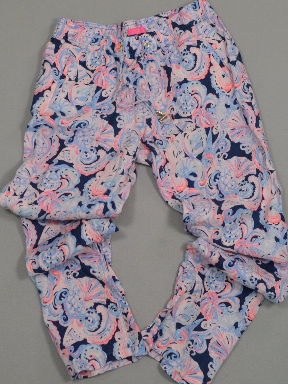 Lilly Pulitzer Aden Linen Pants High Tide It's For Shore M